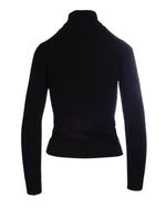 Vedere din spate a unei malete negre cu guler înalt, fără detalii suplimentare.