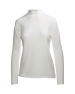 Maletă groasă turtleneck albă, cu mâneci lungi și detalii cu nasturi discreți.