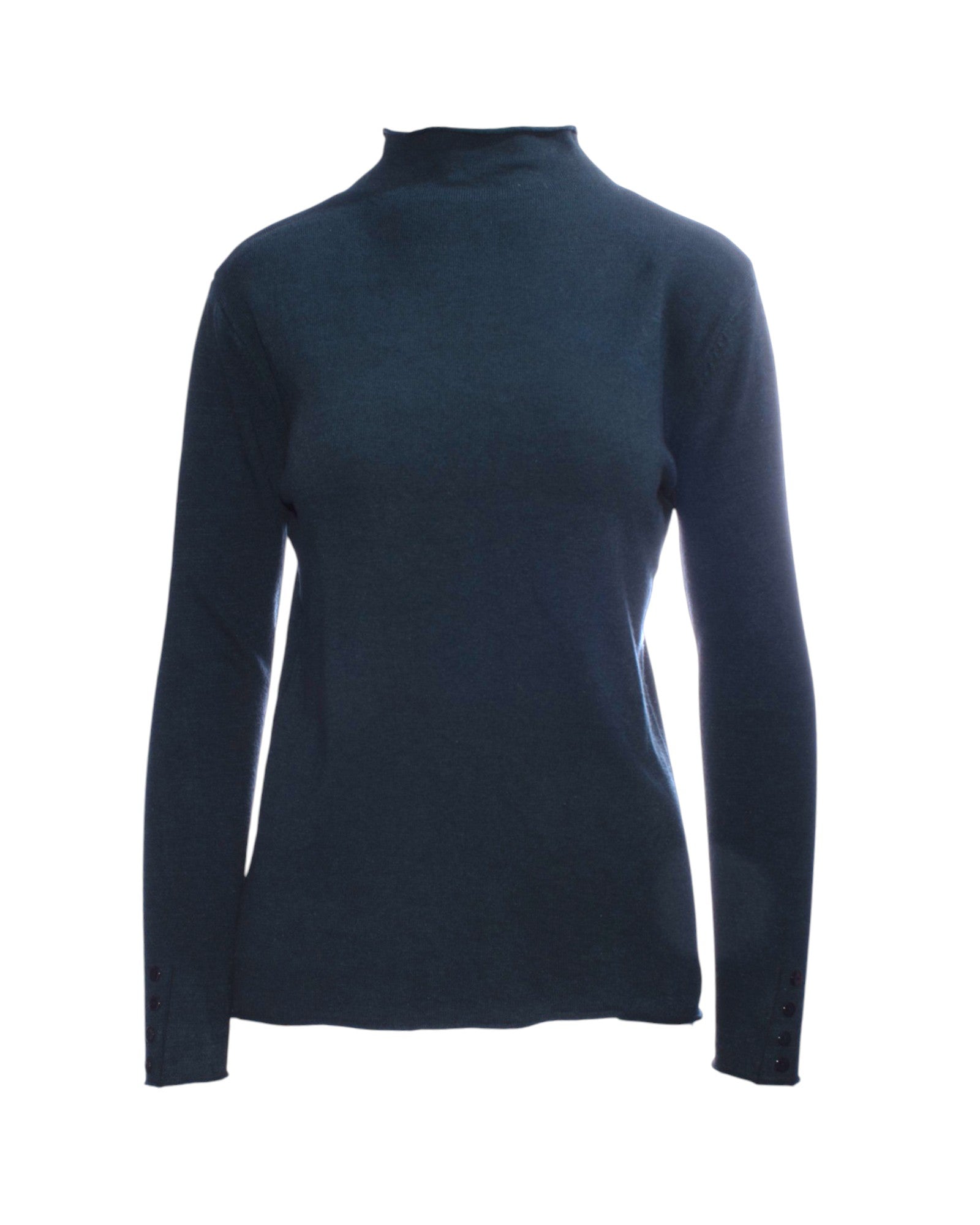 Maletă groasă turtleneck bleumarin, cu croială relaxată și detalii minimaliste.