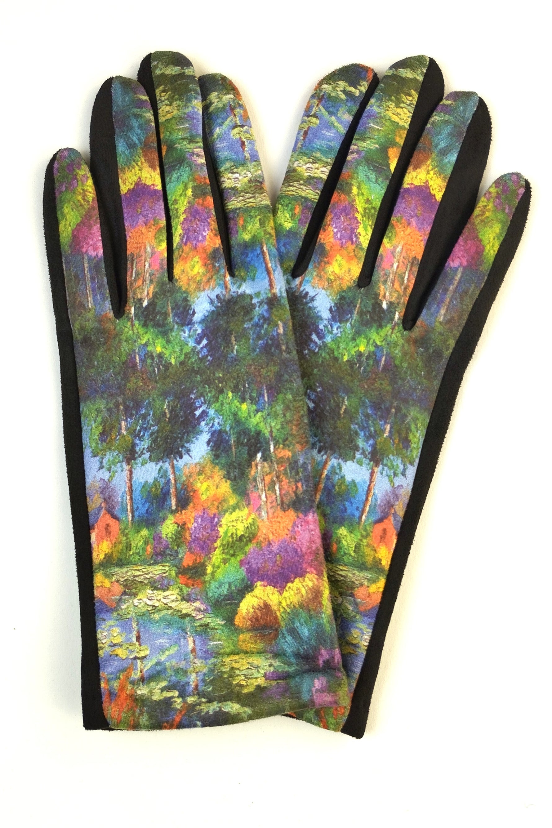 Mănuși imprimate cu detalii inspirate din picturi celebre, din material textil moale și elastic.