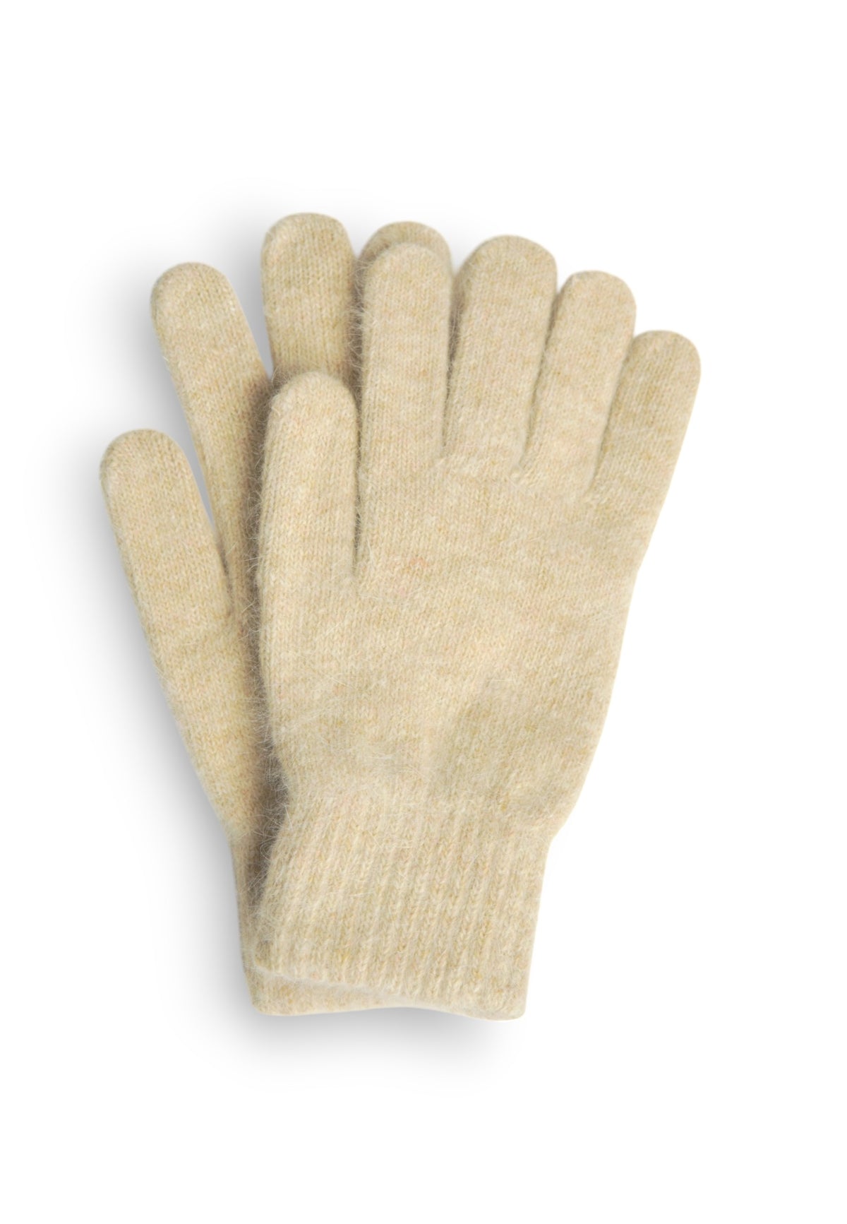 Mănuși pufoase din bumbac, culoare crem, cu textură moale și finisaj delicat, ideale pentru sezonul rece.