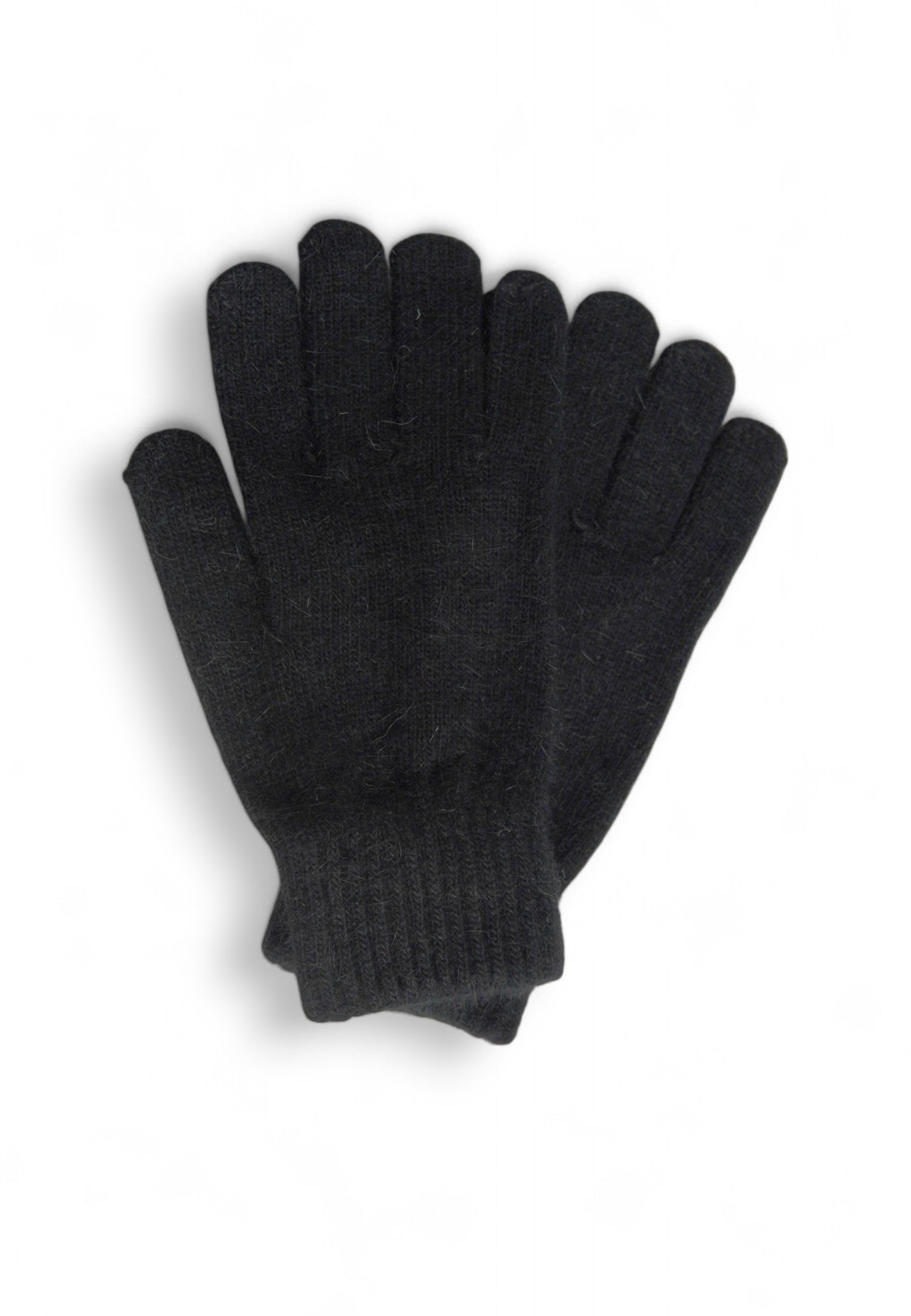 Mănuși pufoase din bumbac, culoare negru, cu textură moale și finisaj delicat, ideale pentru sezonul rece.