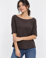 Bluză din tricot soft cu mânecă scurtă, nuanță maro