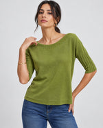 Bluză din tricot soft cu mânecă scurtă, nuanță verde fistic