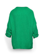 Bluză oversize cu mânecă fluture din jerse cu relief, în nuanța verde, vedere din spate, All Above Boutique