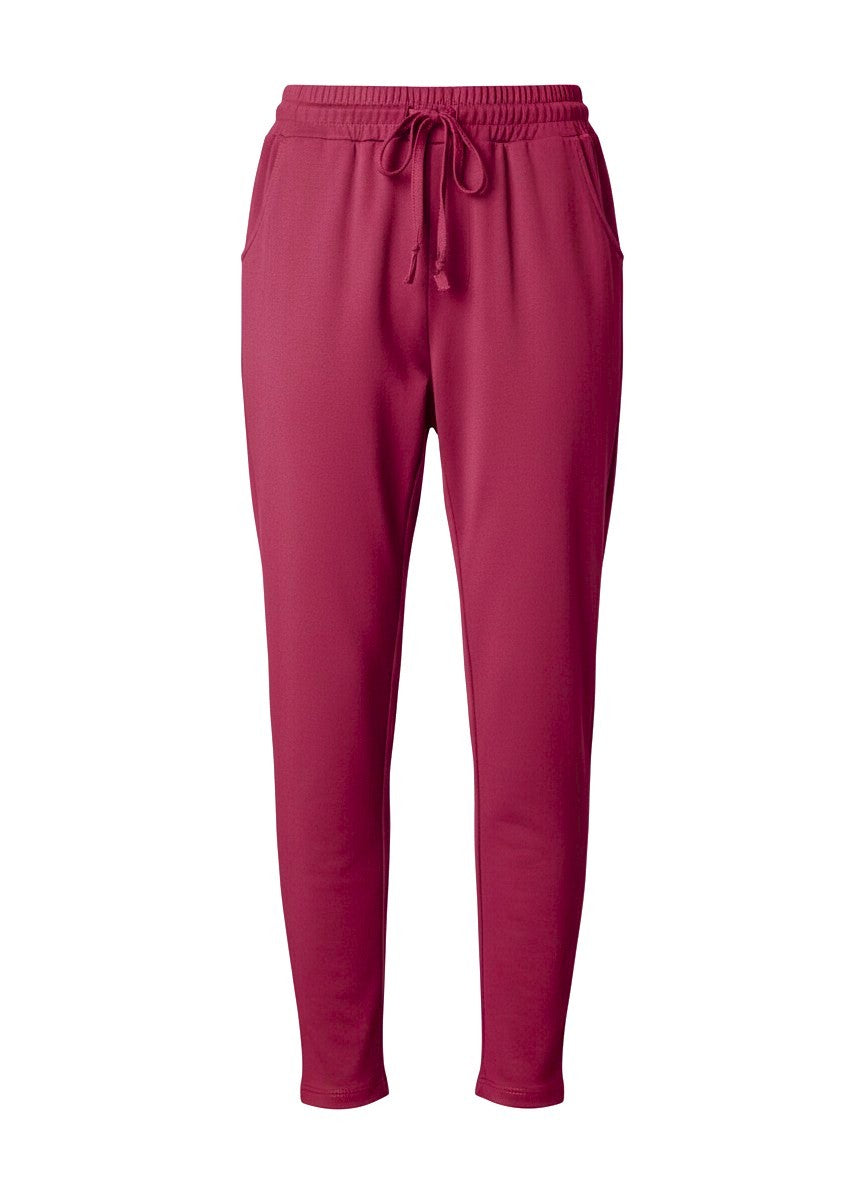 Pantaloni jogger din jerse de bumbac cu șnur, în nuanța roz închis, vedere frontală, All Above Boutique