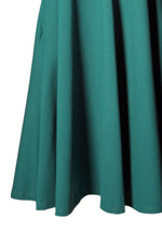 Rochie cloș cu mânecă trei sferturi și floare imprimată, în nuanța verde închis, detaliu, All Above Boutique