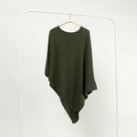 Poncho asimetric kaki din tricot fin cu cașmir - All Above Boutique