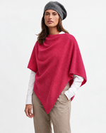 Poncho asimetric roz din tricot fin cu cașmir, cu decolteul drapat pe umăr - All Above Boutique