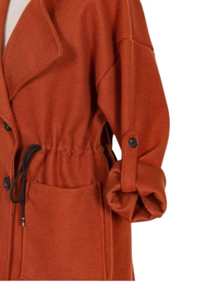 Palton Midi Oversized Cu Nasturi Și Cordon