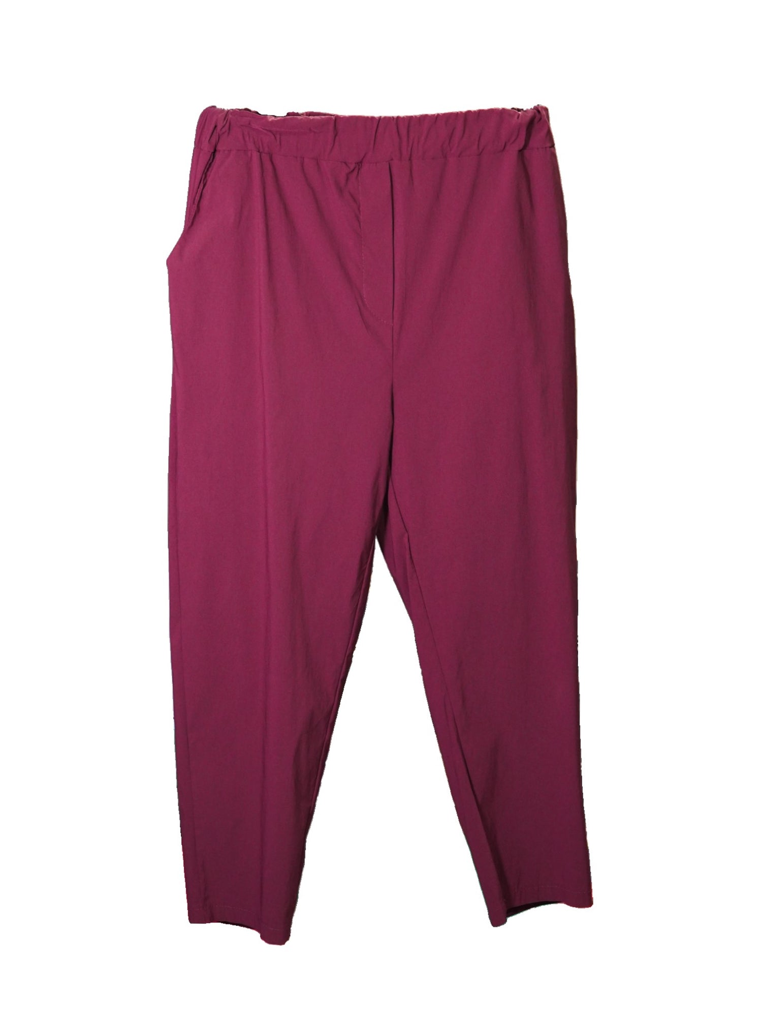Pantaloni conici din Tencel, visiniu, cu croială lejeră și talie elastică