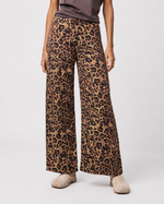 Pantaloni largi din bumbac cu imprimeu animal print, vedere din față