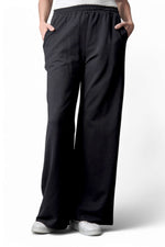 Pantaloni casual negri din bumbac, cu croială amplă și buzunare laterale