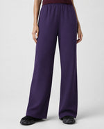 Pantaloni de trening din bumbac gros, nuanța violet închis, vedere din față
