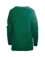 Pulover verde închis, vedere din spate, design casual și lejer.