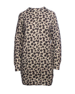  Pulover lung cu fir auriu și model animal print, croială relaxată, ideal pentru sezonul rece.