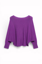 Pulover mov deschis cu croială largă, mâneci lungi și material fluid, ideal pentru ținute casual elegante