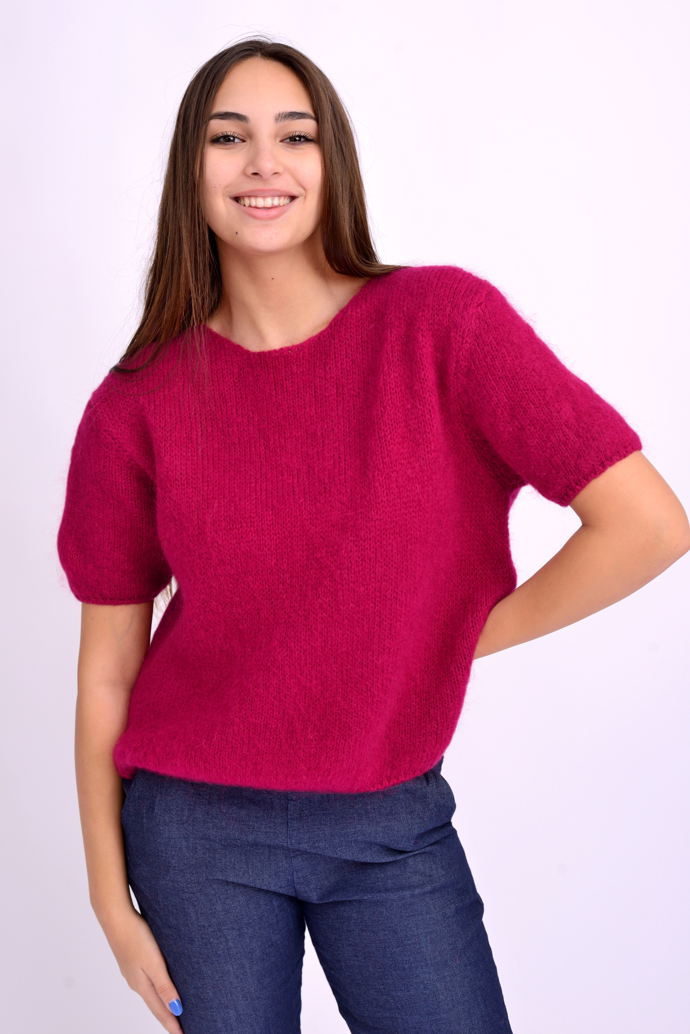 Pulover Cu Mânecă Scurtă Din Mohair