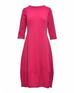 Rochie midi din jerse cu pense și tiv balon, în nuanța roz, vedere frontală, All Above Boutique