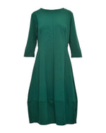 Rochie midi din jerse cu pense și tiv balon, în nuanța verde închis, vedere frontală, All Above Boutique