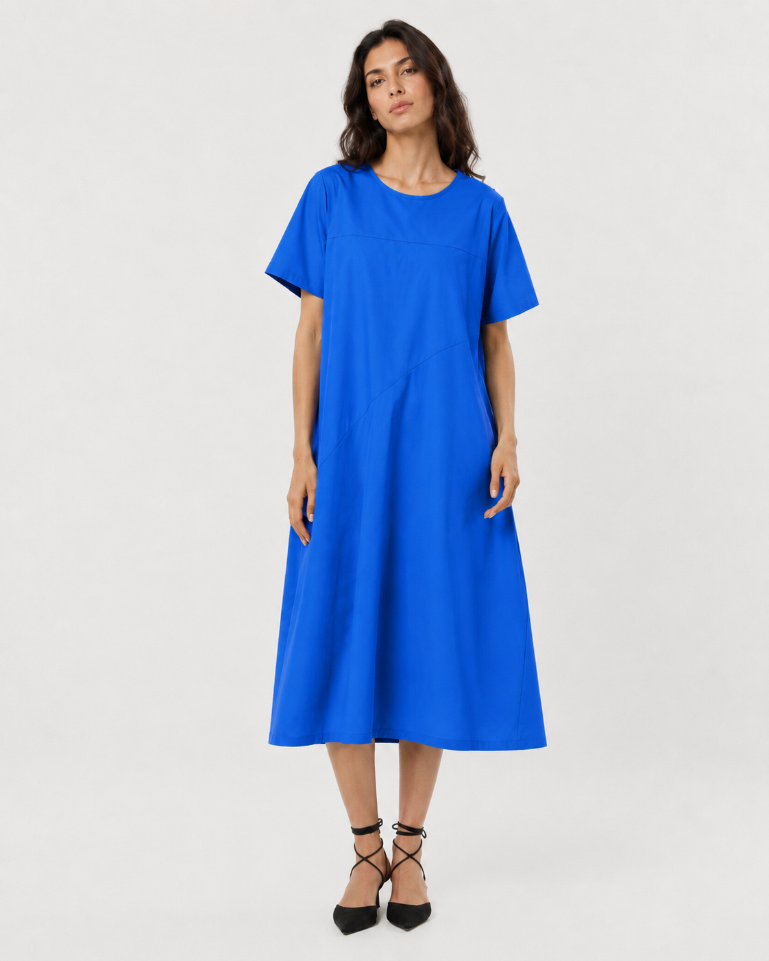Rochie sac din poplin de bumbac, nuanța albastru, All Above Boutique.