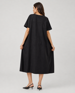 Rochie sac din poplin de bumbac, nuanța negru, vedere din spate, All Above Boutique.