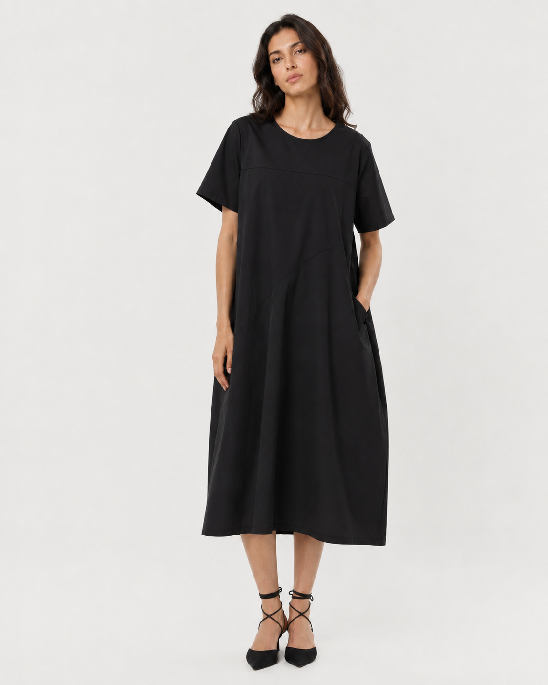 Rochie sac din poplin de bumbac, nuanța negru, All Above Boutique.