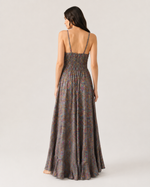 Rochie boho lungă din mătase cu imprimeu floral, detaliu