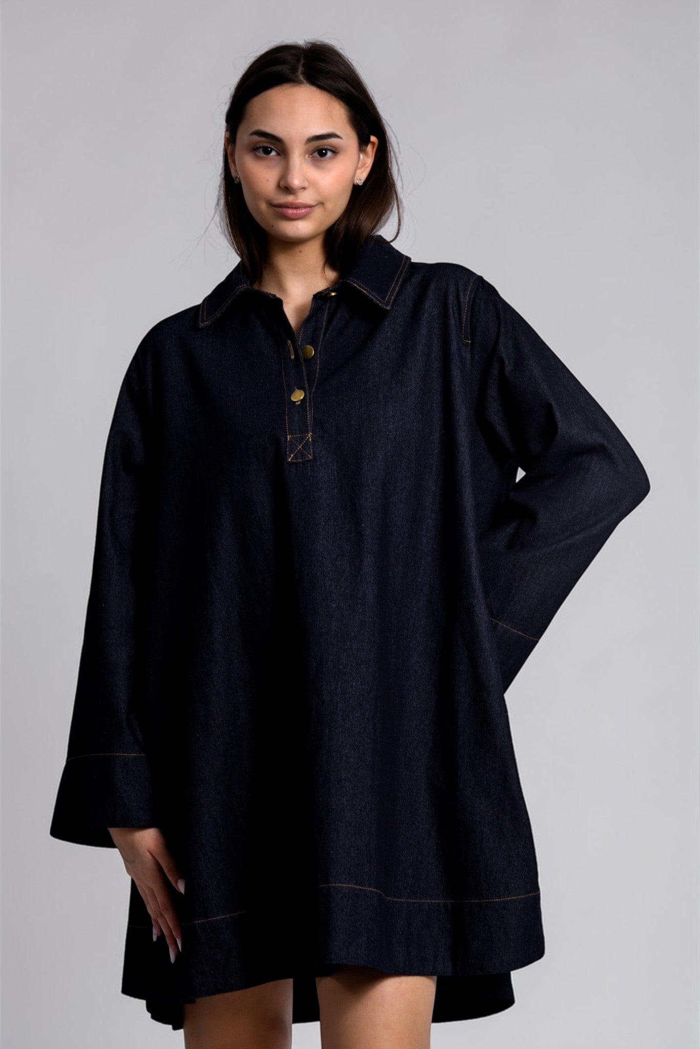 Rochie din denim gros, vedere laterală