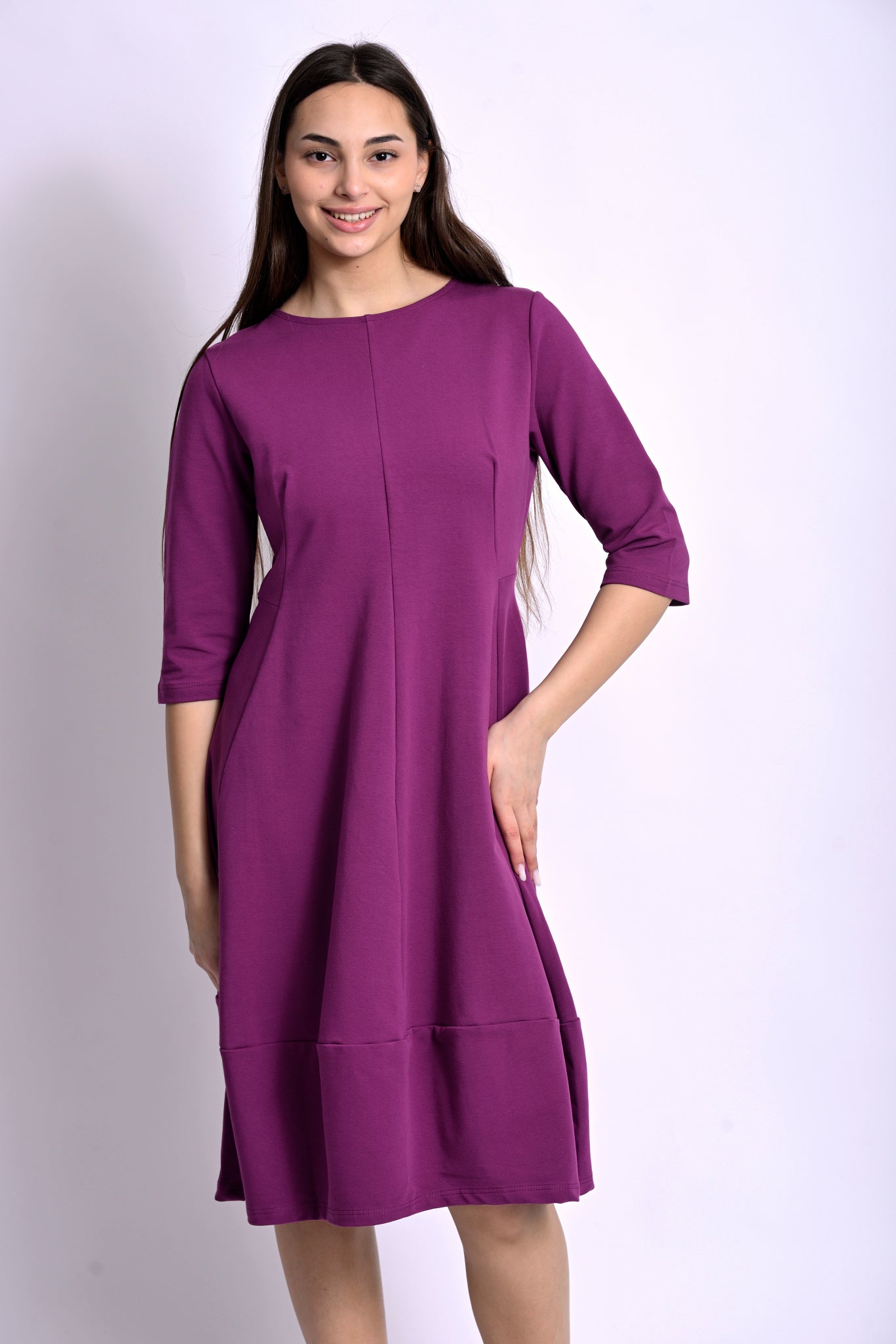 Rochie din Jerse cu Pense Modelatoare și Fustă Balon