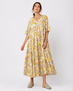 Rochie de plajă evazată în formă de A cu imprimeu floral, vedere din față