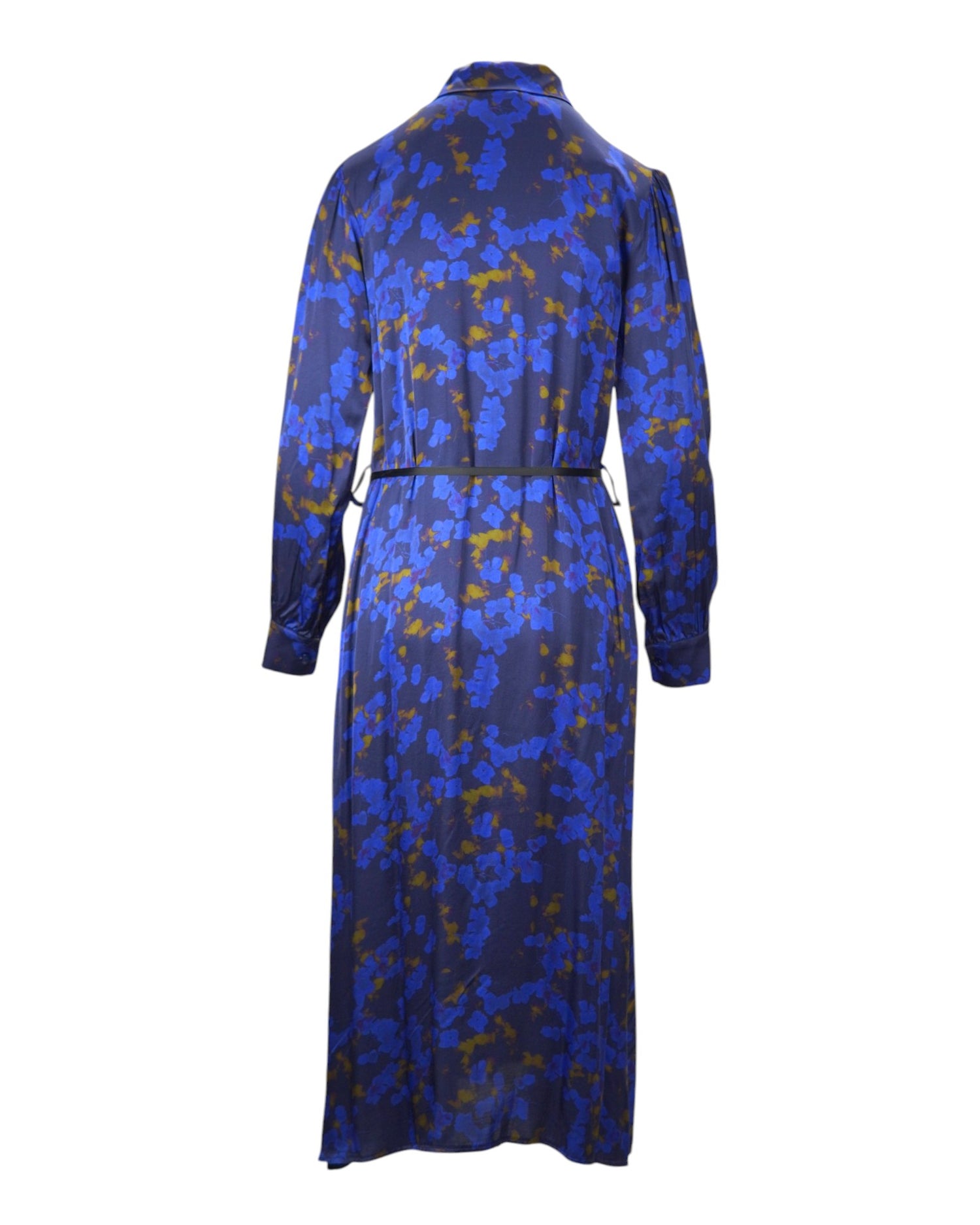 Rochie Satinată Tip Cămașă Albastră