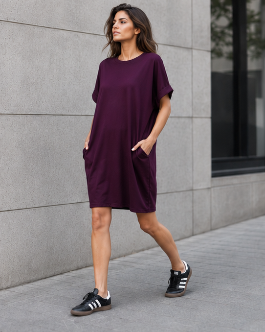 Rochie scurtă basic casual, vedere de aproape — All Above Boutique.