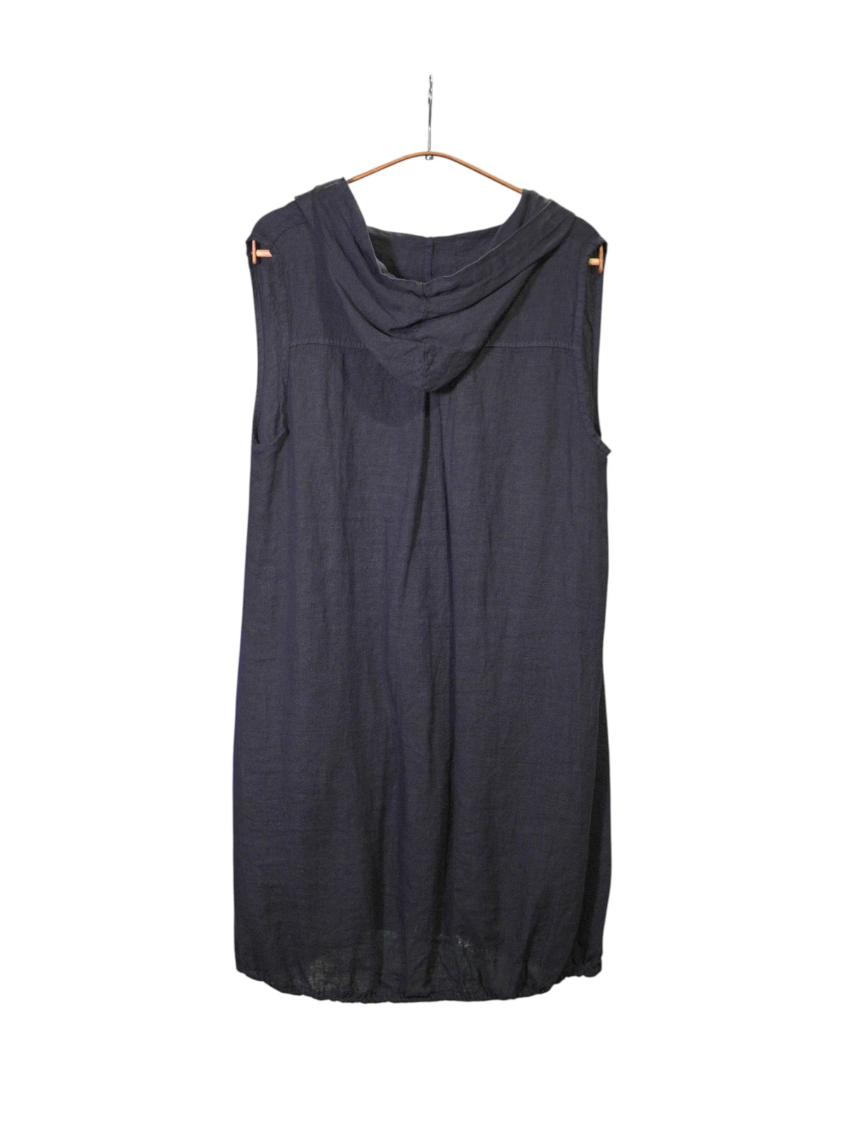 Spate rochie scurtă bleumarin cu glugă și croială lejeră