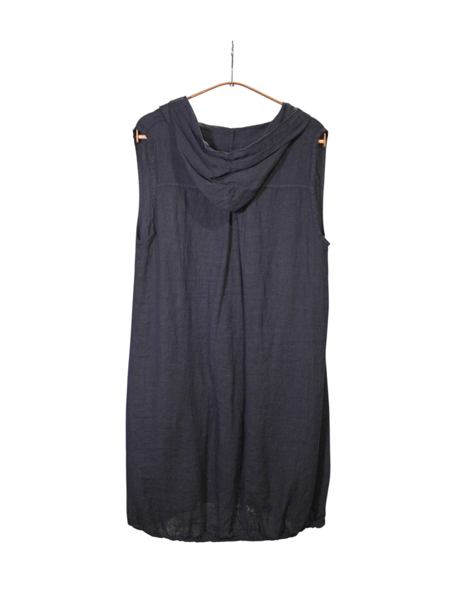 Spate rochie scurtă bleumarin cu glugă și croială lejeră
