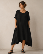 Rochie oversize din viscoză cu cădere fluidă și design minimalist — All Above Boutique.