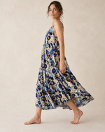 Rochie ivoire cu imprimeu floral pictural, vedere laterală — All Above Boutique.