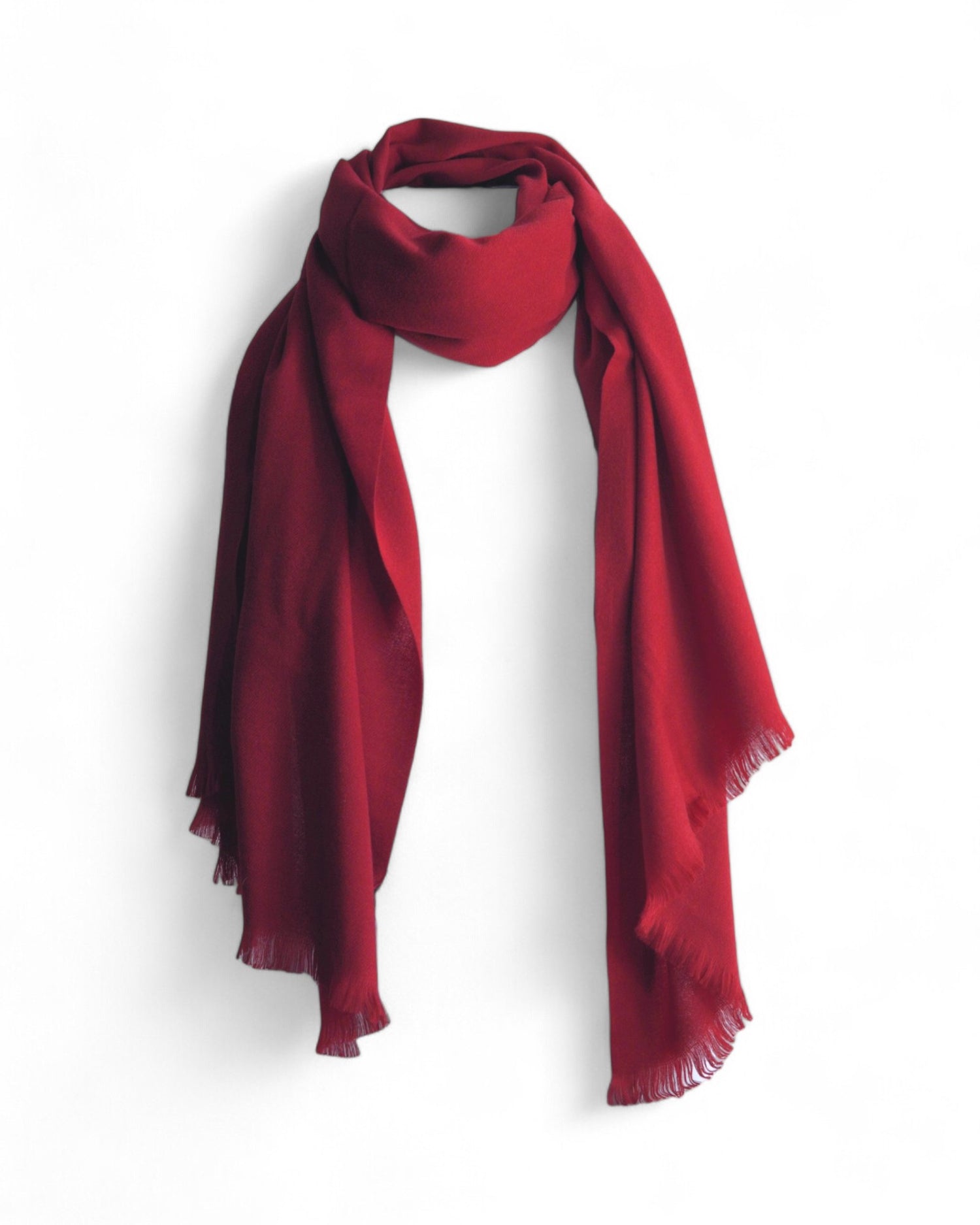 Șal roșu uni din tricot soft cu franjuri delicate și textură moale