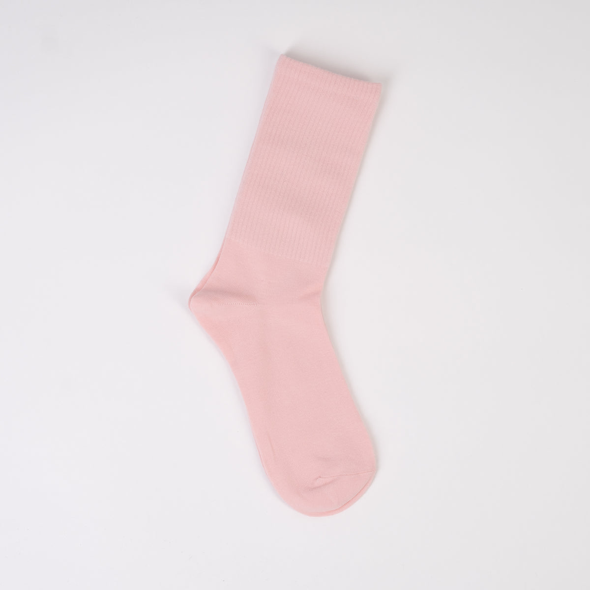 Șosetă lungă tricotată fin, roz pastel, cu elastic în partea de sus