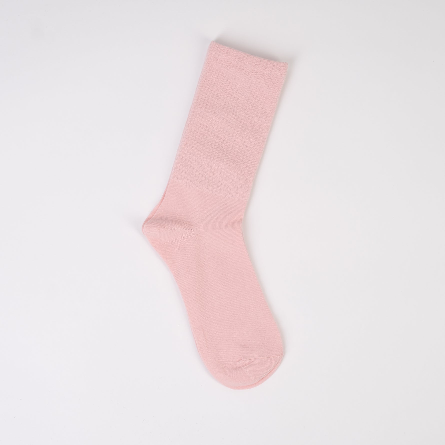 Șosetă lungă tricotată fin, roz pastel, cu elastic în partea de sus