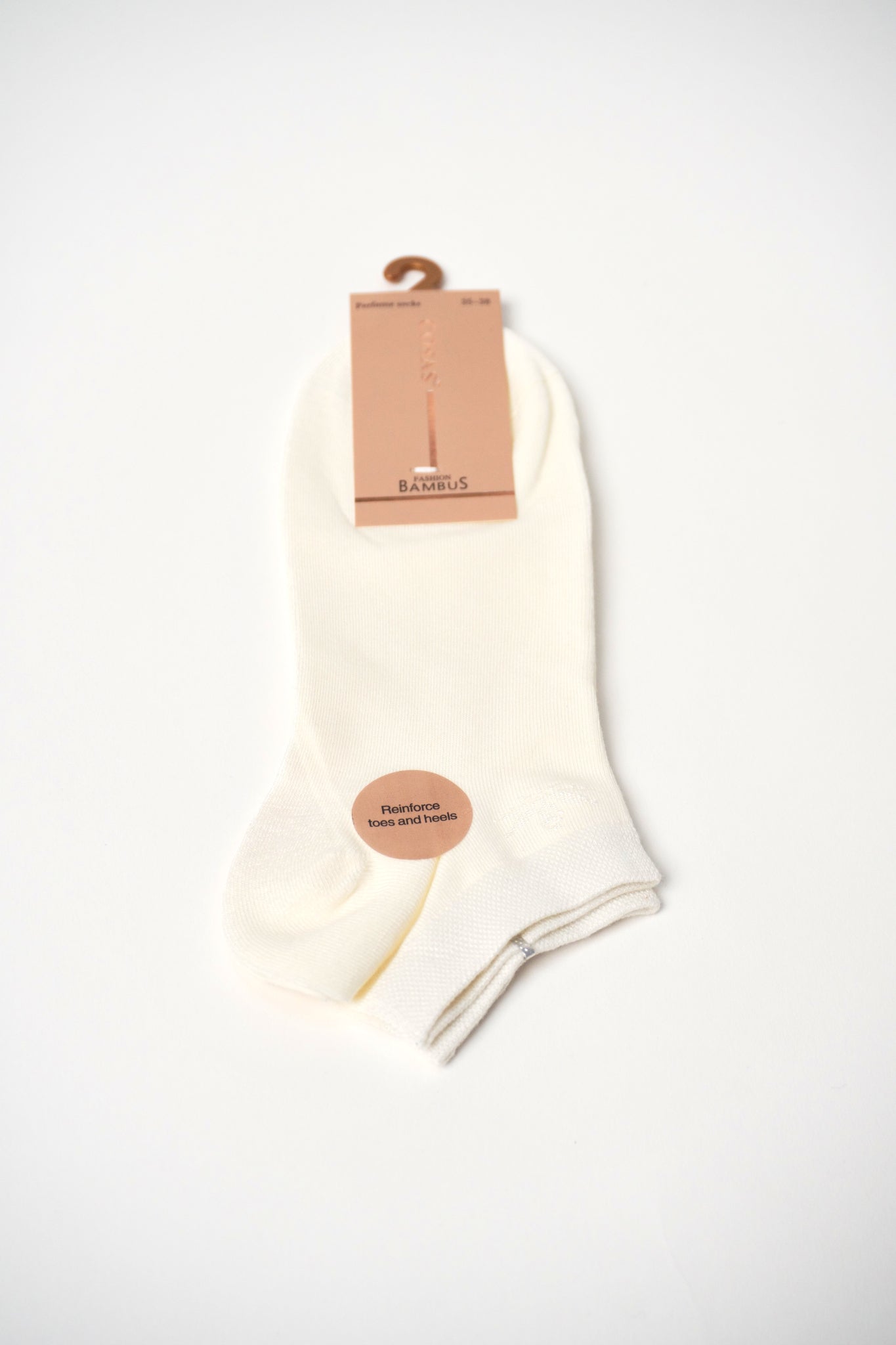 Șosete albe din bumbac cu spandex, mărimea 35-38