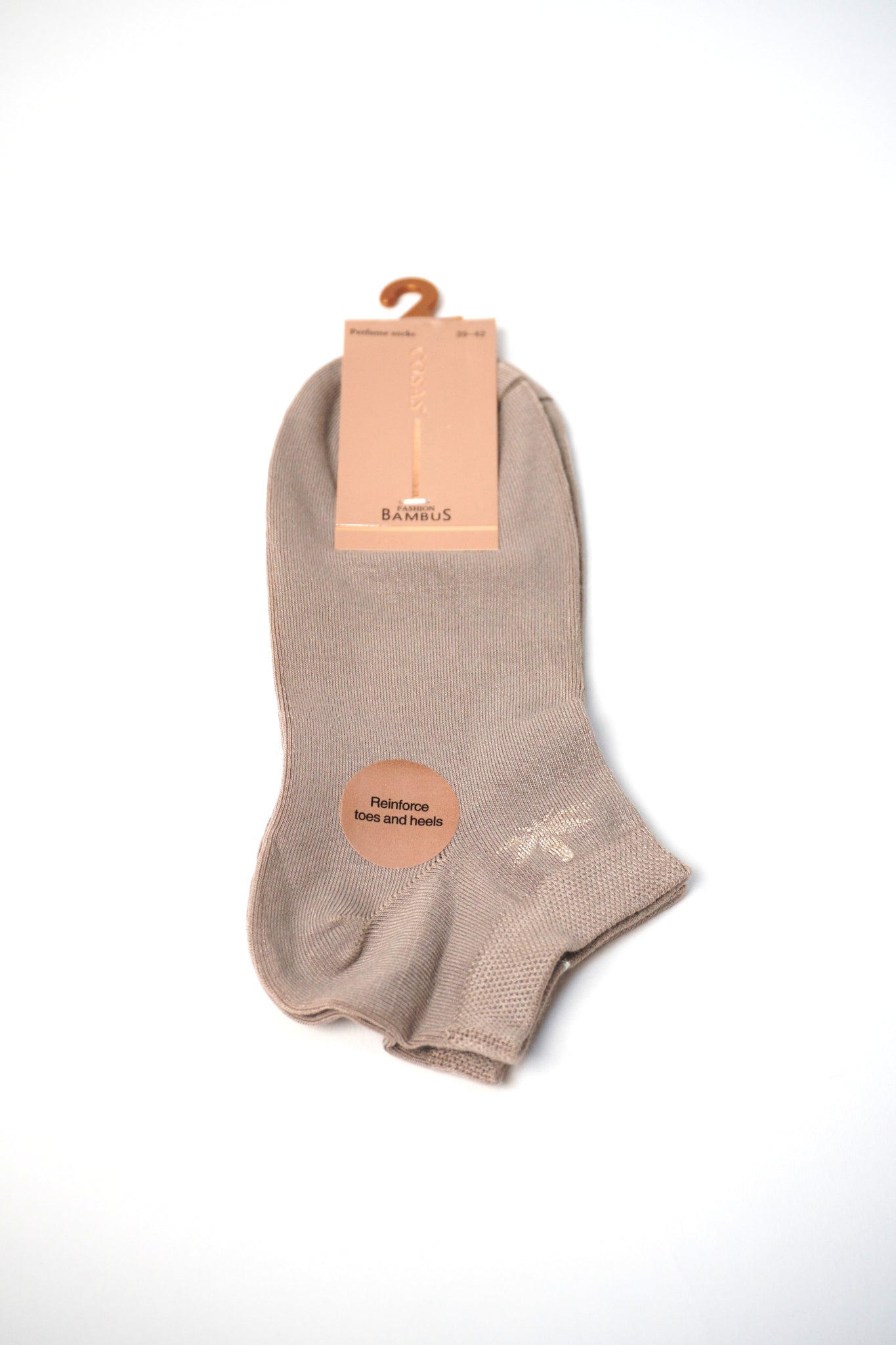 Șosete bej din bumbac cu spandex, mărimea 35-38