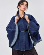 Capă în jeans cu centură, vedere față