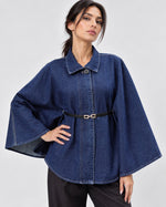 Capă în jeans cu centură, vedere față