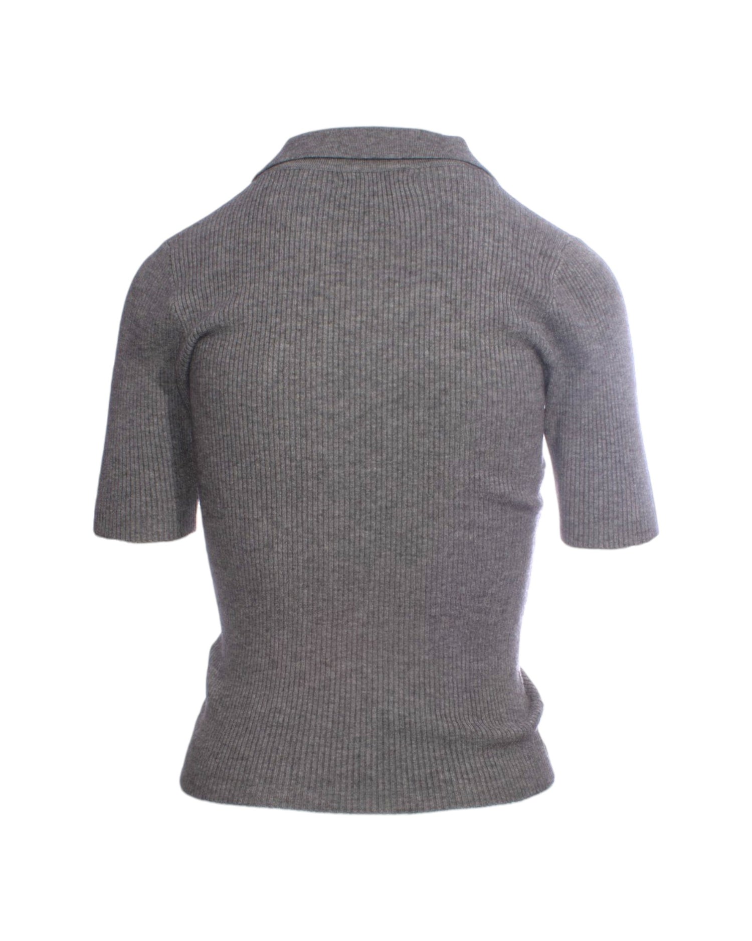 Top bej slim-fit cu guler clasic și nasturi, croială modernă.