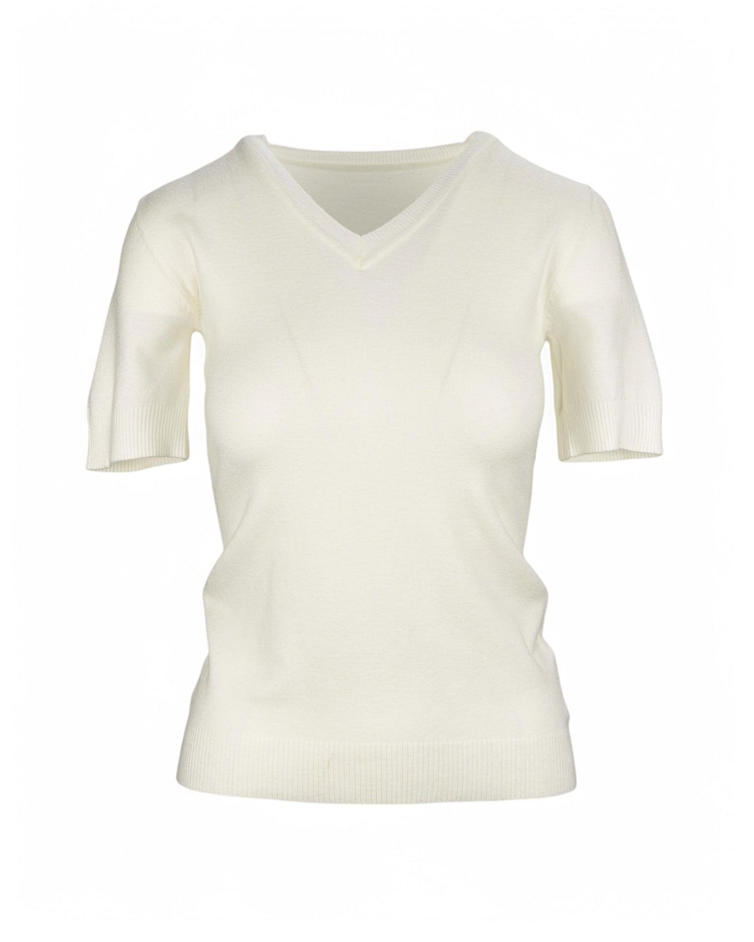 Top Slim Fit Soft Cu Mâneca Scurtă Și Decolteu În V