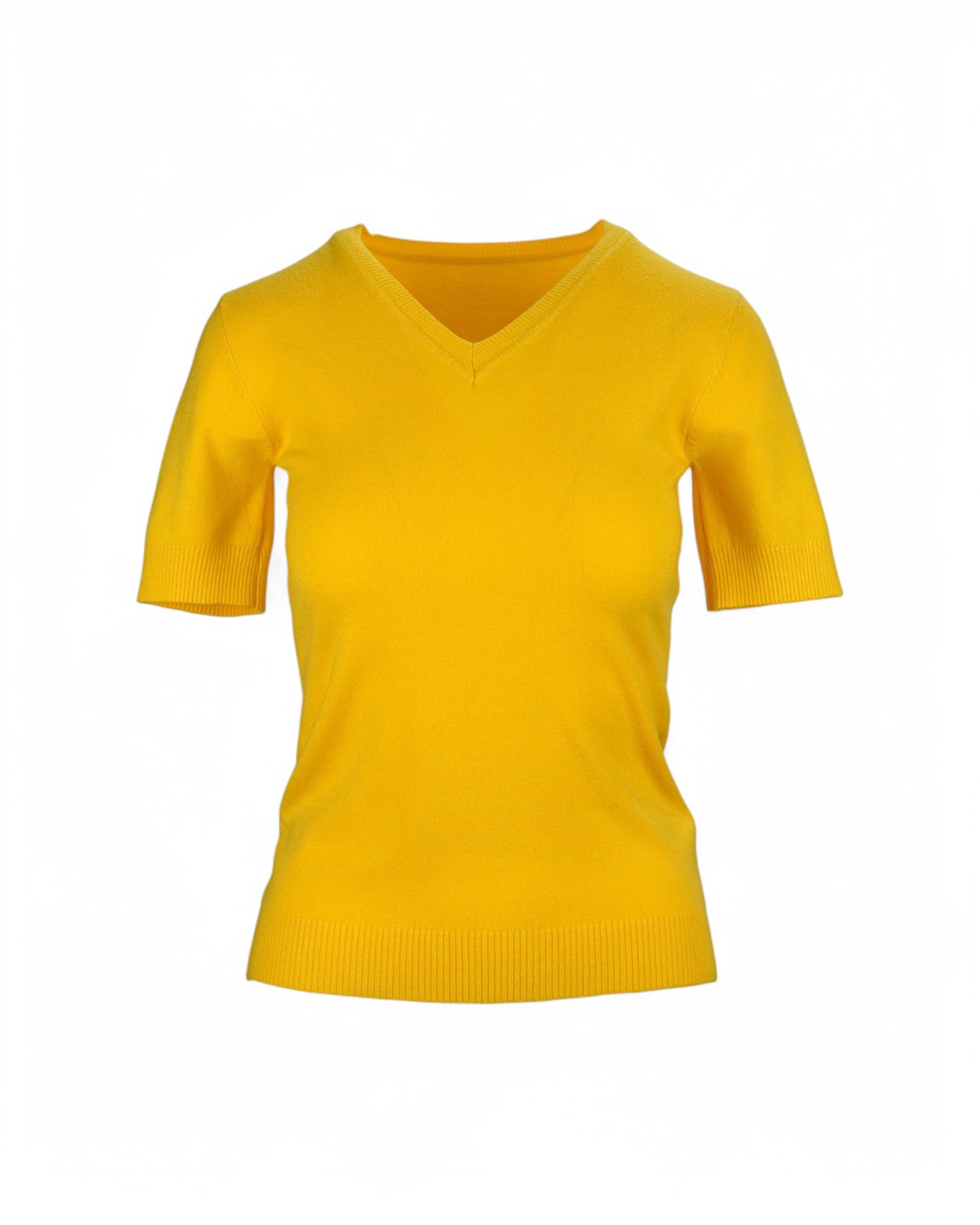 Top Slim Fit Soft Cu Mâneca Scurtă Și Decolteu În V