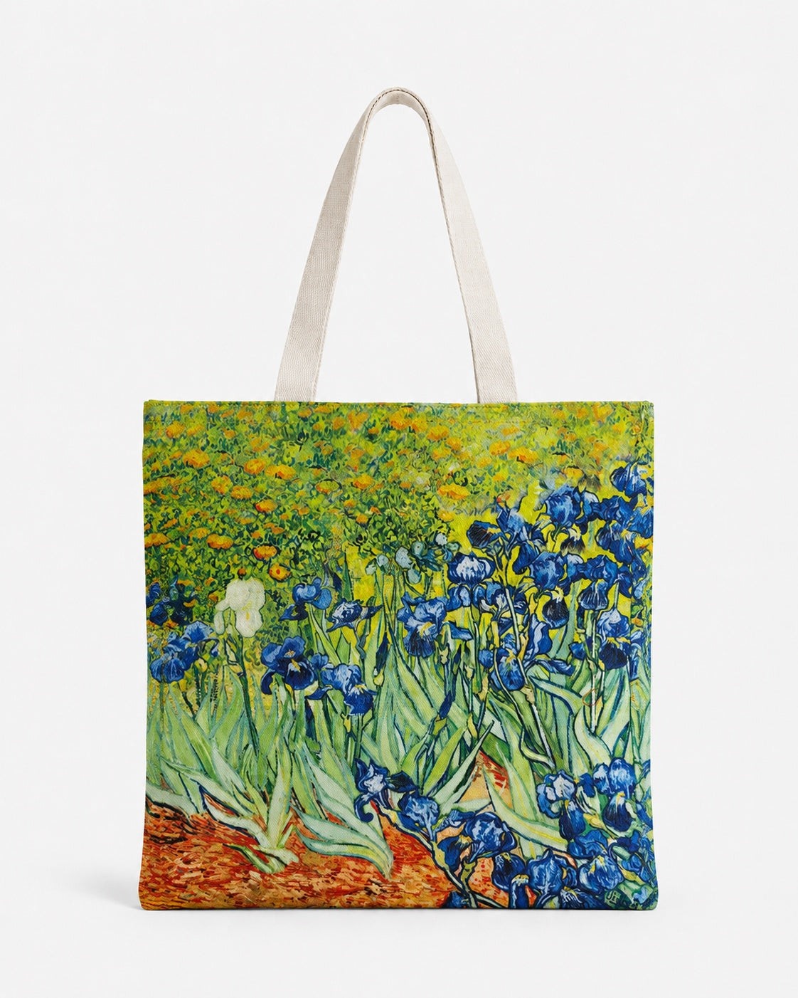 Tote bag textilă cu pictura Irises de Van Gogh