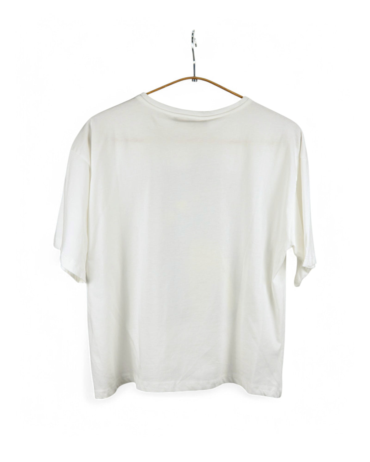 Tricou alb din bumbac cu print artistic – spate.