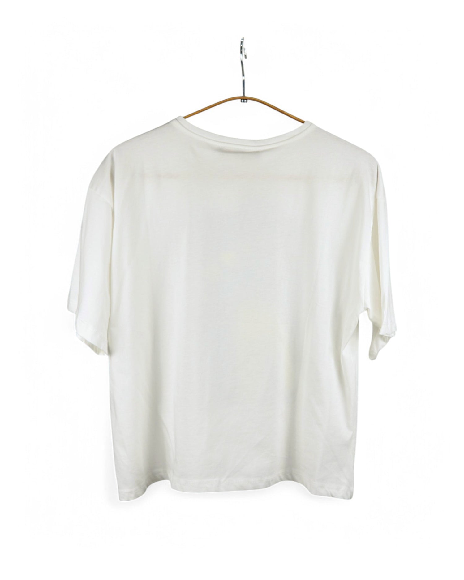 Tricou alb din bumbac cu print artistic – spate.